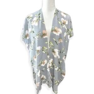 Justin & Taylor Cardigan 3 Ways Wrap Floral Print Short Sleeve Multicolor OS NWT